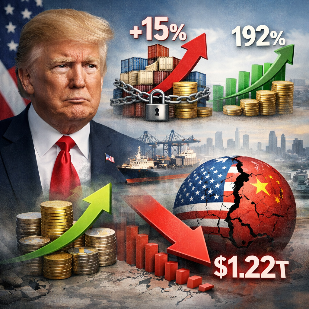 트럼프 관세 15% 인상, 무역적자 1.22조 달러로 역설적 확대
